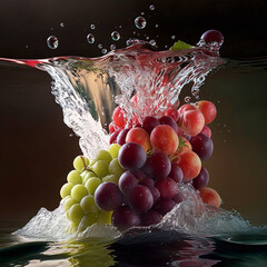 Canvas Print - Grapes in water