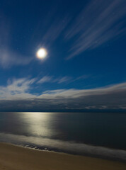 Wall Mural - moon rising over the water at myrtle beach
