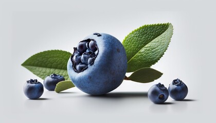 Great bilberries on white background. Healthy food concept generative ai