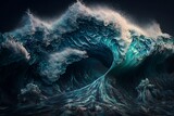 Fototapeta Łazienka - Ocean waves wallpaper. Water waves abstract pattern. Generative AI