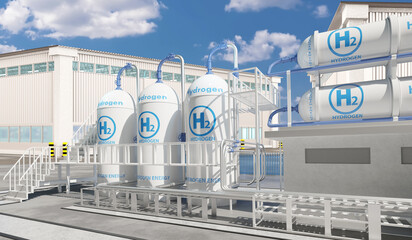 energy storage system. hydrogen electrolysis equipment. electricity from h2. modern power plant. equ