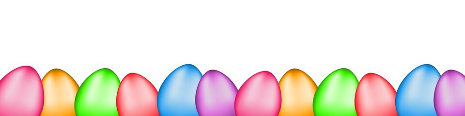Poster - Set of multicolored glossy Easter eggs located at the bottom. 12 colored eggs on transparent background. Easter, the symbol of the holiday. Stock PNG image