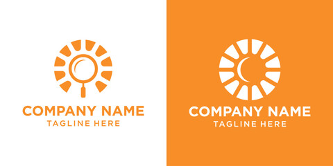 Wall Mural - logo design sun and search icon vector illustration