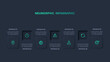 © Tetiana - Neumorphic flowchart dark iinfographic. Creative concept for infographic with 7 steps, options, parts or processes.