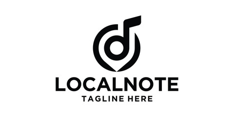 logo design pine location and note music icon illustration