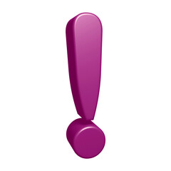 Poster - purple exclamation mark symbol or icon design in 3d rendering
