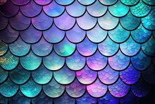 Holographic Mermaid Scales Background. Neon Light Trendy Design. Ai Generative