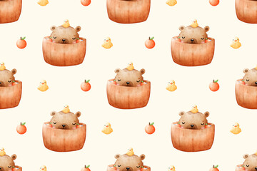 Cute Capybara Patterns, Animal Patterns, Digital Paper, Background, Cute Capybara Background, Watercolor Capybara