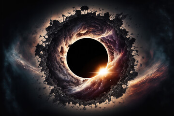 Wall Mural - Black hole illustration. Fantasy galaxy generative AI background