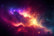 © WhataWin - Purple, red and blue space with stars. Fantasy galaxy generative AI background