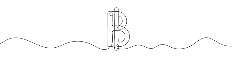 Wall Mural - Continuous line drawing of Baht currency symbol. Line art of Thai baht currency symbol. Vector illustration.