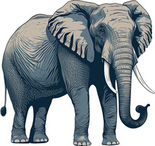 African Blue Elephant Illustration On Transparent Background