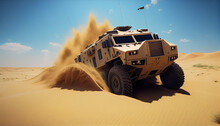 Army SUV Offroading In Sund Desert
