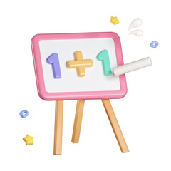 Poster - 3D cartoon mathematic education concept isolated on pastel background. PNG icon symbol clipping path. education. 3d render illustration