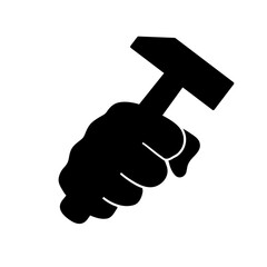 Wall Mural - hand holding hammer. fist with hammer. hand with hammer. construction logo design. vector illustrati