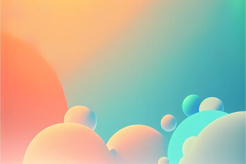 Sticker - abstract pastel gradient background with bubbles. Generative AI