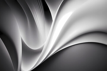 Canvas Print - gentle wavy black and white background. Generative AI