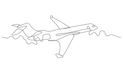 Wall Mural - Continuous line art jet plane drawing for vector illustration, business transportation. transportation in the air. graphic design modern continuous line drawing