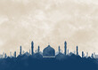 background design with Islamic theme. mosque silhouette illustration with grunge watercolor texture