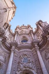 Wall Mural - Valencia - The baroque portal of Cathedral - Basilica of the Assumption of Our Lady of Valencia designed by architect Antoni Gilabert Fornes from 18. cent.