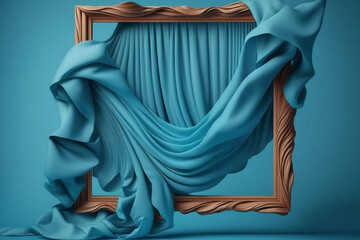 blue curtain with a frame