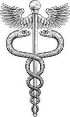 Sticker - Caduceus Vintage Doctor Medical Snakes Symbol