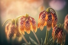 Snake's Head Fritillary Flowers Blooming In Spring. Generative AI