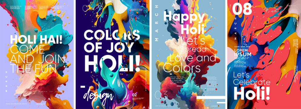 holi, great design for any purposes. happy festive background. set of vector illustrations. festive 