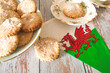 Celebration  St Davids  day  Wales  with  dflgs  vintage  tea with  home made  welsh  cakes