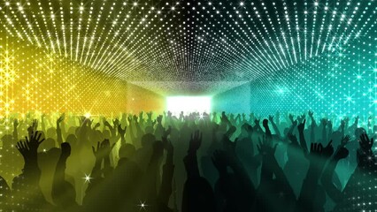 Wall Mural - dance party disco club audience spectators lights glitter background.