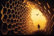 Honeycomb_environment . AI Generated Art Illustration.