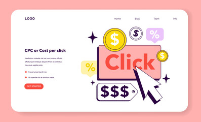 Poster - CPC or cost per click KPI type. Indicator to measure employee efficiency