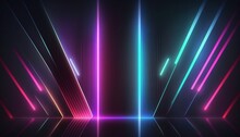 Abstract Neon Lights Background With Laser Rays, And Glowing Lines. AI-Generated