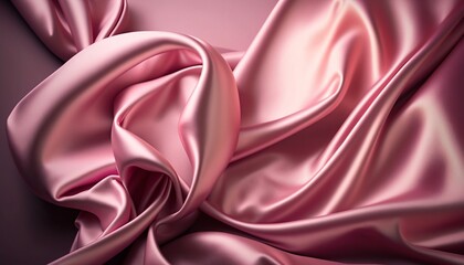 3D display pastel red silk background. Satin fabric in motion silk cloth flying. Suitable for cosmetic product presentation templates mockup. silk flying wallpaper