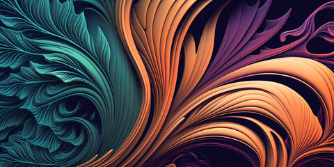 Wall Mural - abstract fractal background with waves