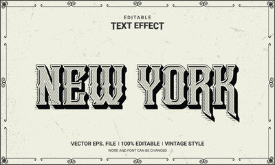 Wall Mural - New york retro vintage style editable text effect
