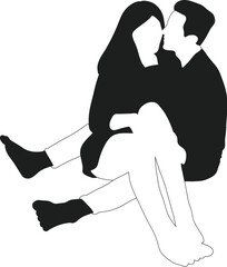 Canvas Print - Black couple  silhouette