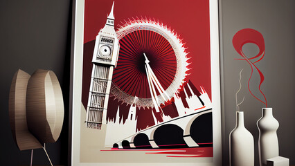 Wall Mural - London, UK. Big Ben and London Bridge. 