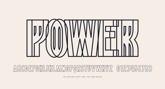 Hollow sans serif font in sport style
