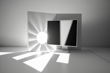Poster - natural light and a white workstation. generative ai