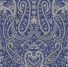 Seamless Traditional Paisley Grey And Blue Motif Background
