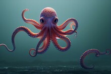 Octopus Captured In A Glass, Bottle Fantasy, Generative Ai