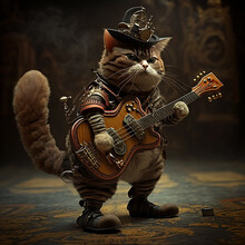 Cat With Electric Guitar