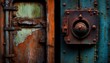 rusted metal door of old container, idea for abstract background , Generative Ai