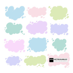 Poster - Hand drawn textured speech bubble set. Cloud shape backgrounds. Call out collection as backdrops for messages, banners, phrases, quotes.