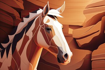 Poster - Horsesea in Arizona's Antelope Canyon. Generative AI