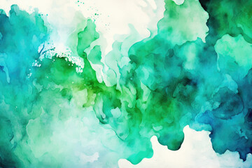 Wall Mural - abstract blue green watercolor splash at corner on background wet watercolor techniques.Generative AI