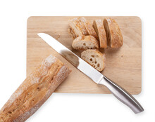 Cutting Bread On Wooden Board, With Knife. Isolated On Transparent Background. Precision Cut And Flawless Finish Make It Easy To Incorporate The Image Into Your Projects.