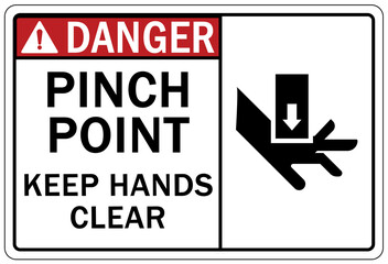 Wall Mural - Pinch point hazard sign and labels Keep hands clear