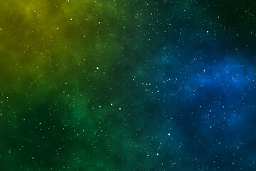 Wall Mural - starry night image with the blue and green nebulas.